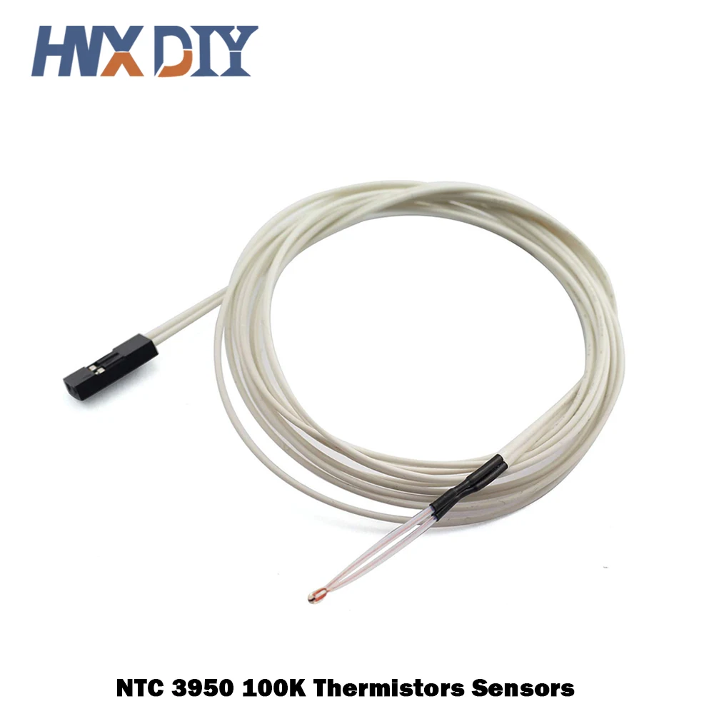 10pcs 100K Ohm NTC 3950 Thermistors Temperature Sensor With Cable Dupont Head For Reprap Mendel Heated Bed 3D Printers Parts