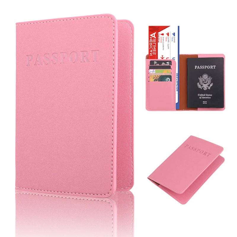 Frosted PU Passport Sleeve Multi-card Passport Bag Document Clip Travel Abroad Length Solid Color Passport Sleeve Passports Clip