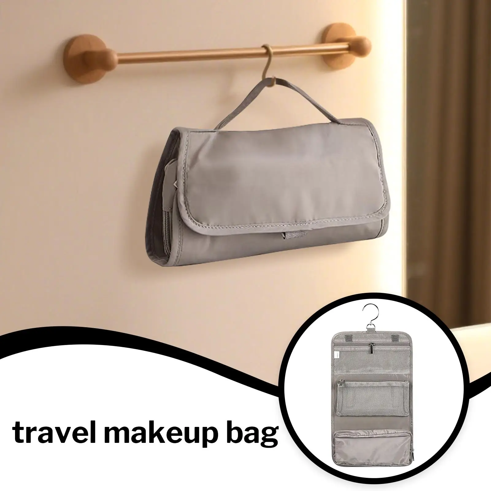 

Travel Bag For Toiletries Travel Cosmetic Organizer Hangable Pouch Portable Waterproof Organizer For Dorm Vanity Women Daily