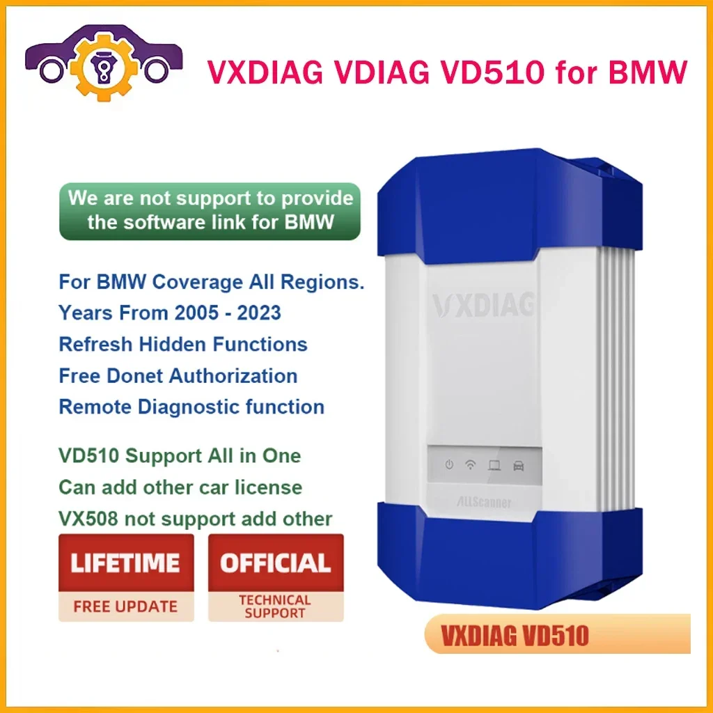 2023 New VXDIAG VD510 For BMW profissional Car Diagnostic tools ICOM A2 A3 All System OBD2 Scanner J2534 ECU Programming Coding