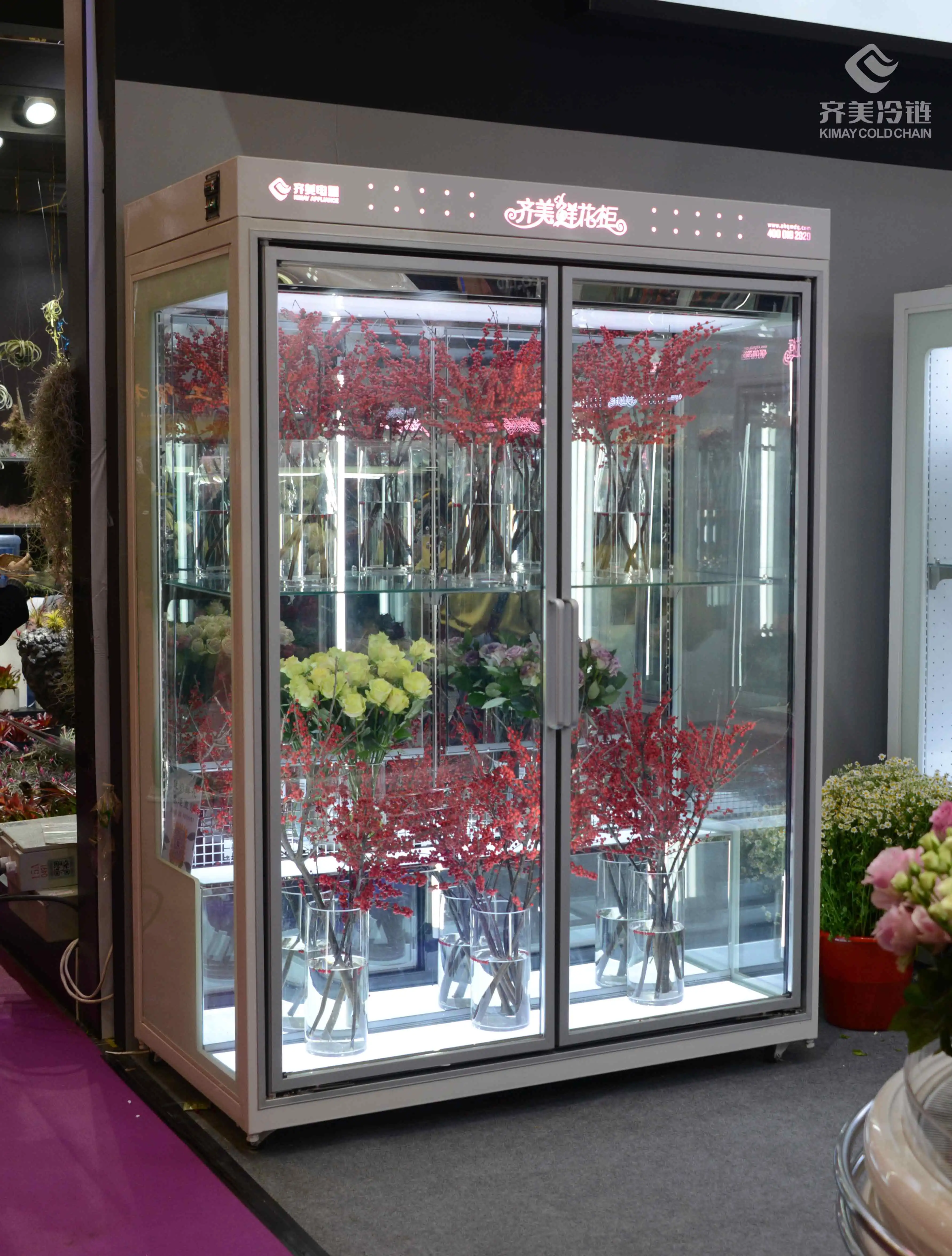 For Commercial Large-Capacity Flower Cabinet Freezer With Air-Cooled Frost-Free Glass Door Fresh-Keeping Feature
