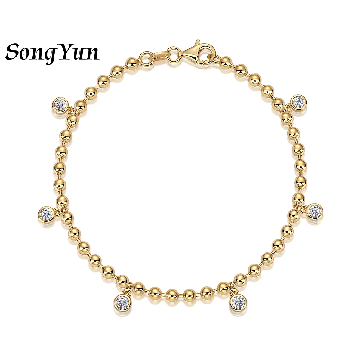 

SONGYUN Brand Jewelry 925 Sterling Silver Bracelet Moissanite Diamond Chain Link Statement for Women Men Rhodium Plated Bangle