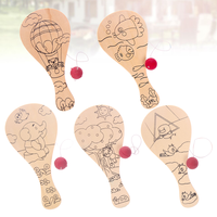 5 Pcs Diy For Kids Toys Kids Beach Toys Wooden Racket Toddler Painting Pat Children