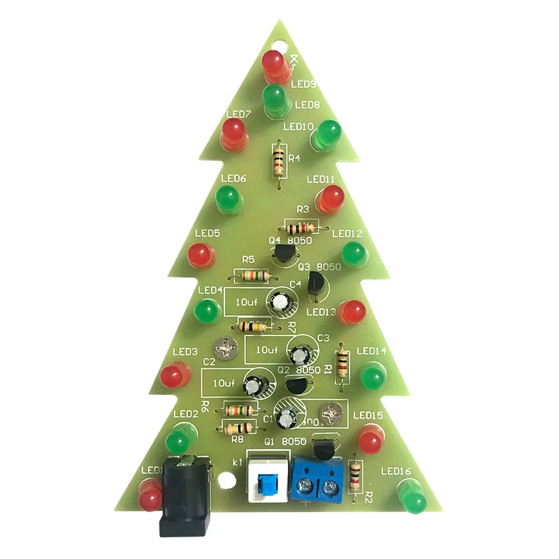 16-light Christmas Tree Components Tri-color/Colorful DIY Electronic Kits Electronics Training Exercises