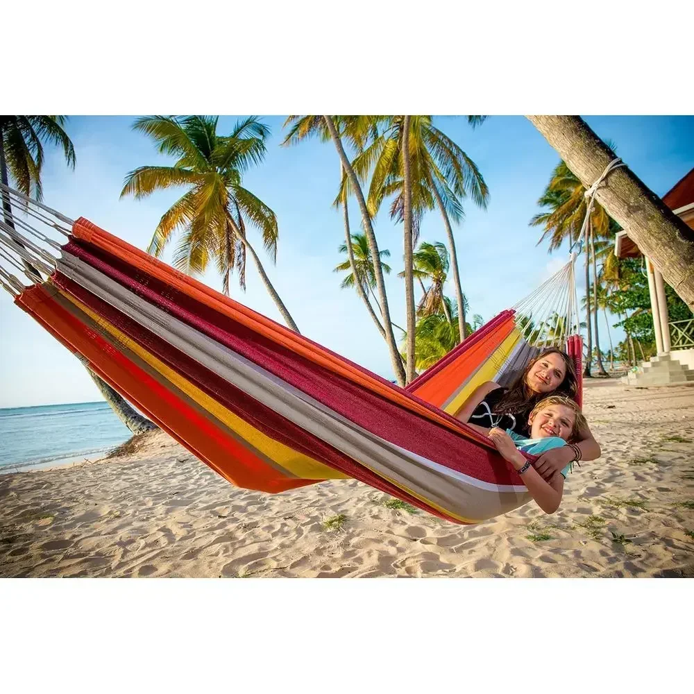 Authentic Brazilian-Style Hammock, Acerola Pattern, Recycled Cotton-Poly Blend, 134x58, Supports 330lbs