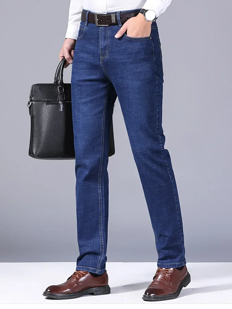 2025 hommes d'affaires Stretch hommes jean hommes mode coréenne Straightleg polyvalent Denim longs pantalons amples à la mode pantalons d'affaires