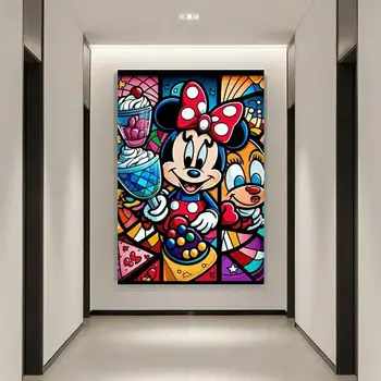 Disney skleněné puzzle Mickey Minnie, řemesla, tištěné závěsné výprodej mozaikové stehy diamantový obraz 5D umění velká velikost nové příjezdy 2024 10 nejlepší prodej Diamantová malba Mickey Mouse - №8