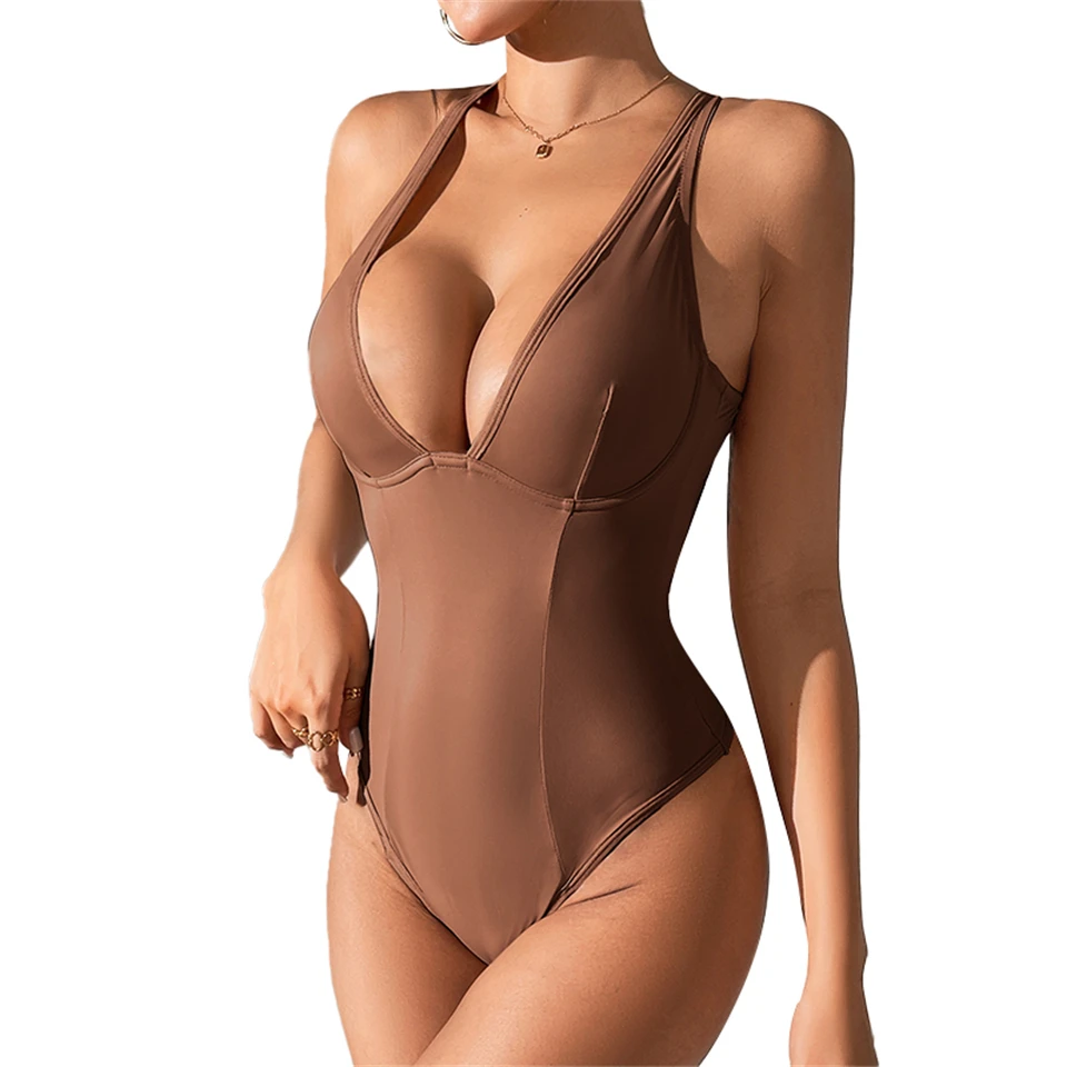 Becirzet Damen Schlankheits-Bodysuit Shapewear Körperformer Bauchreduzierende Unterwäsche Rückenfreies Design Tiefer V-Ausschnitt – Detail 10