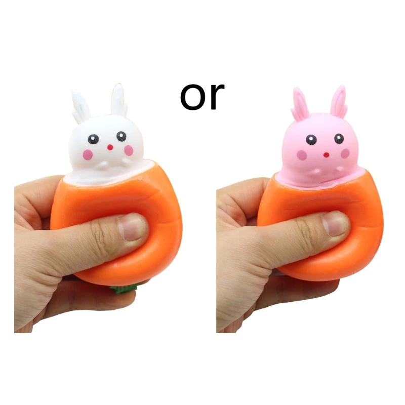 Squeezable Carrot Rabbit Toy for Children Popup Novelty TPR  Handsqueeze Pinch Toy for Autistic Kids Party Props P31B