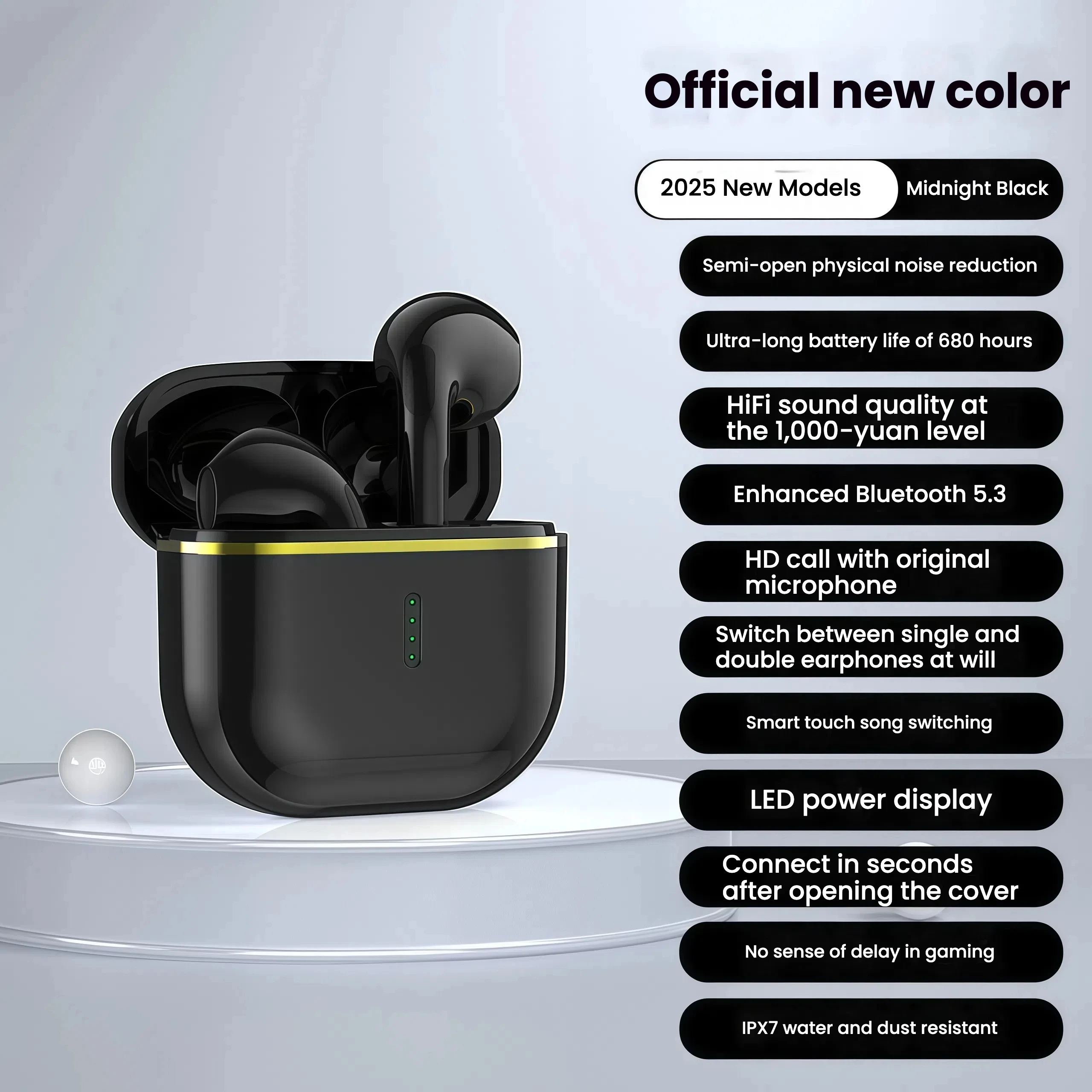 X85 LED Display Bluetooth 5.3 Earbuds, Auto Pairing, USB-C Charging, Clear Call, HiFi Sound Quality Daily Use Wireless Earphones