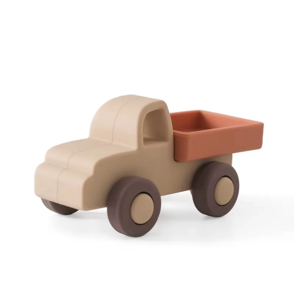 New Cartoon Baby Silicone Car Toys Educational BPA Free Children's Car Model Toys Soft Safety Montessori Toys