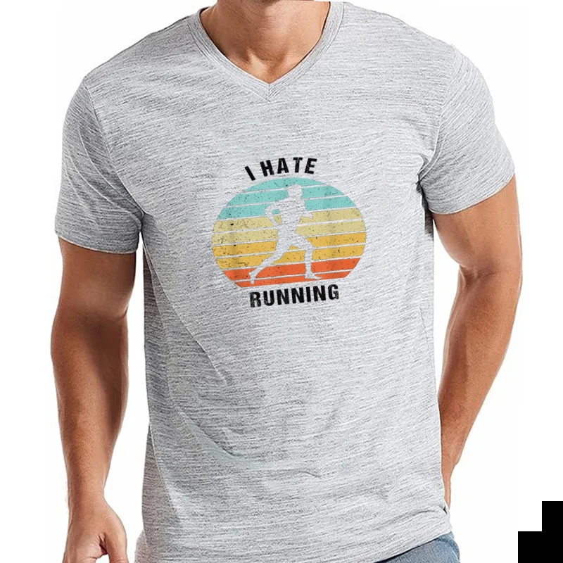Funny Sarcastic Mens I Hate Running Tshirt Marathon Runner Fitness Workout Tee for Guys Custom Printed Short Sleeve Shirts Y2k