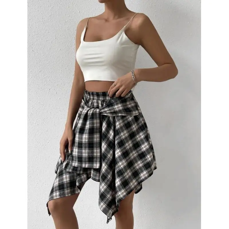 Asymetryczna spódnica z nadrukiem, z paskiem, do noszenia na skos, nowość J 7062, męskie spodnie orts w stylu vintage, eleganckie, długość do kolan.