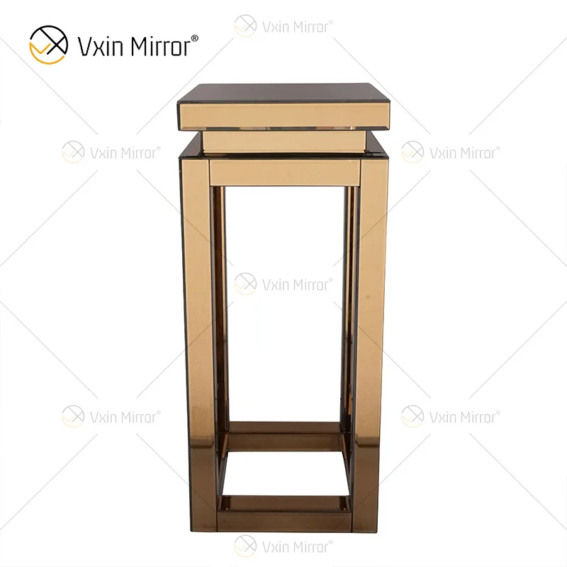 

Wholesale Nordic mirror flower stand glass decoration table indoor floor table square shelf American light luxury furniture
