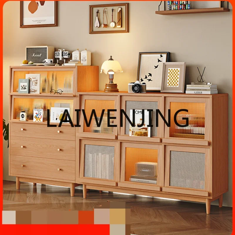 

Solid Wood Dining Side Wall Integrated Chest of Drawers Combination Bedroom Storage Living Room Tea Storage Cabinet