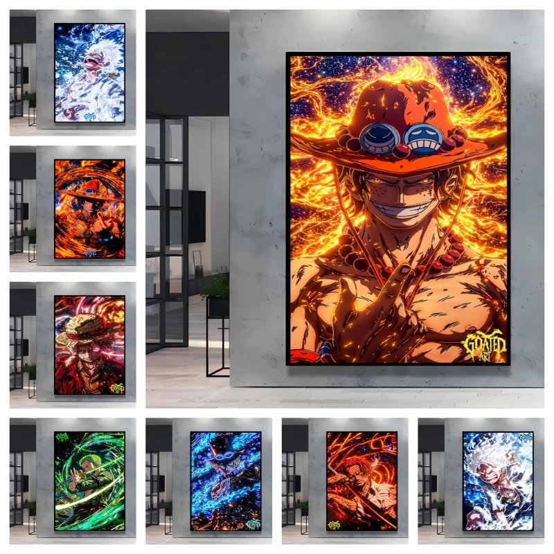 

High Quality Canvas Printing One Piece Ace Character Poster Comics Pictures Bright and Long Lasting Colors Home Wall Art Decor