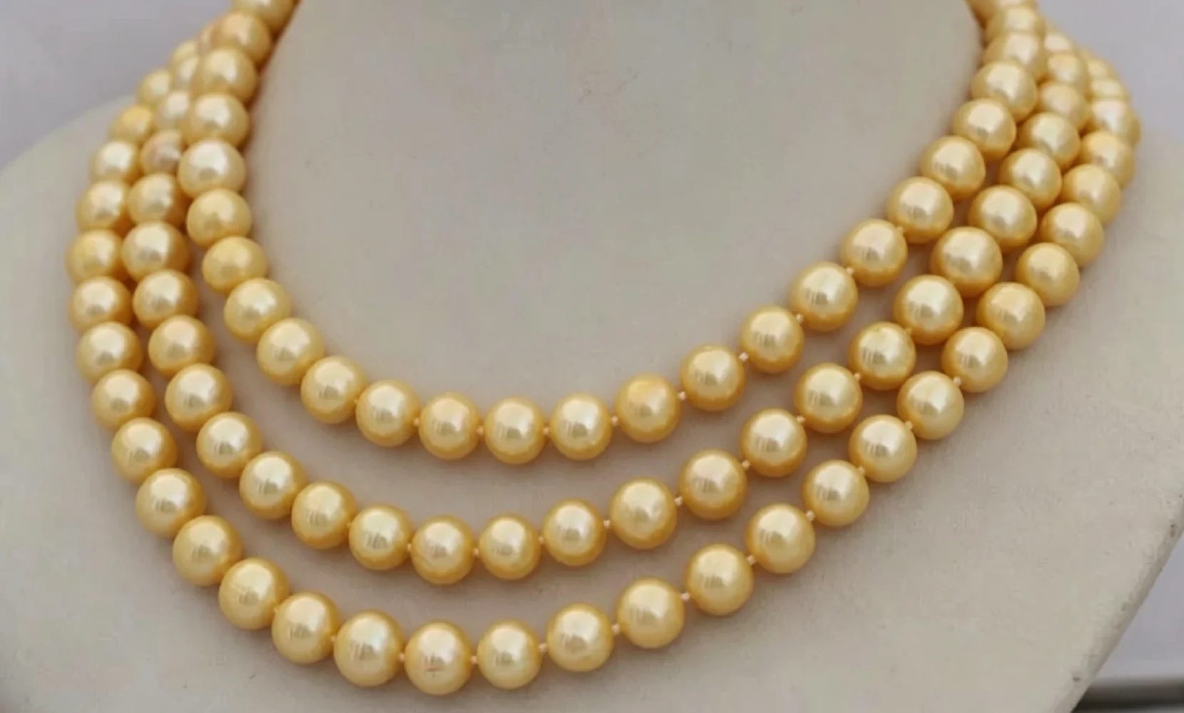 Long necklace AAAA9-10mm natural South Sea gold pearl necklace/buttonless - length 128cm