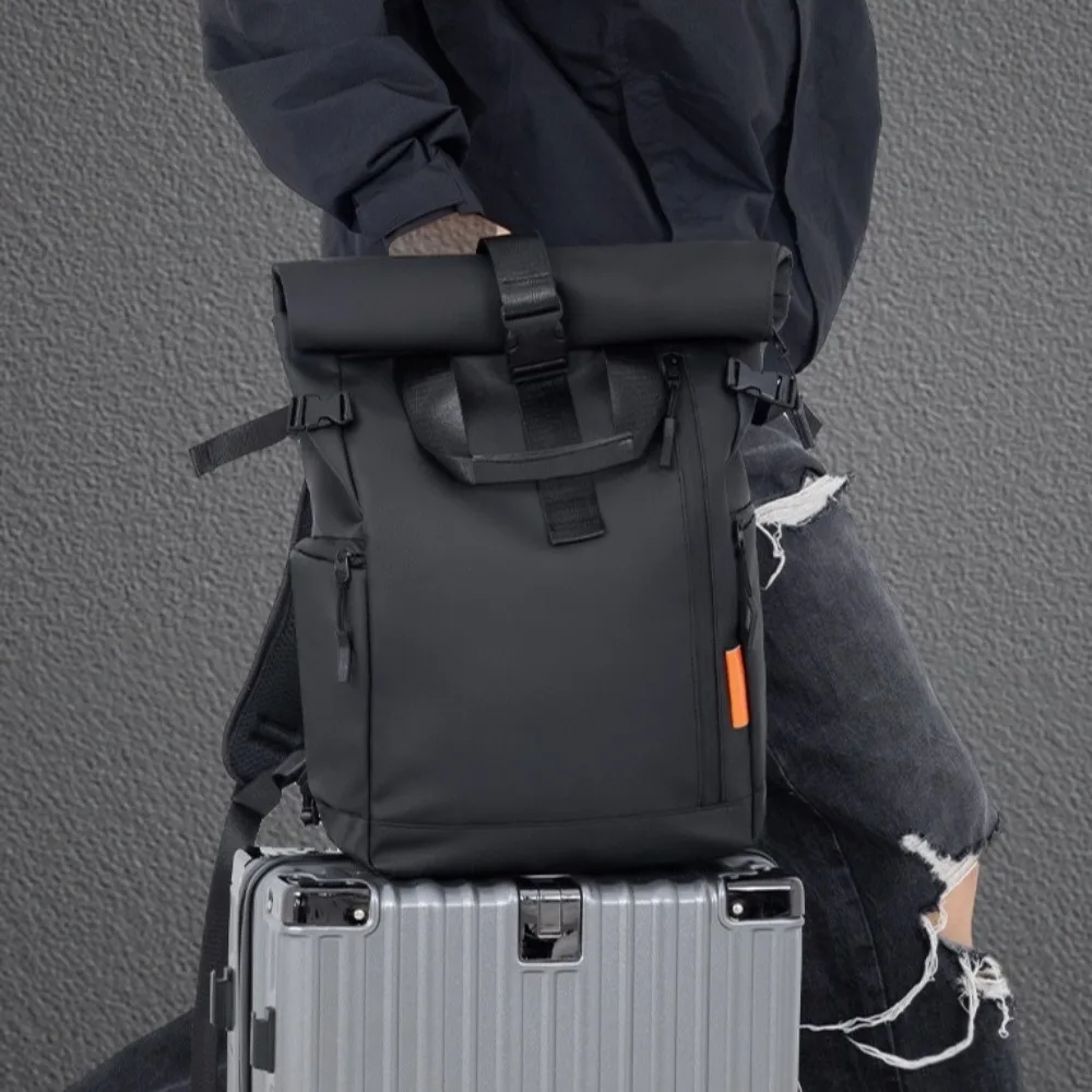 Adjustable Backpack Roll-up Expansion Water-repellent Fabric Computer Pack Large Capacity Multi-purpose School Bag Students