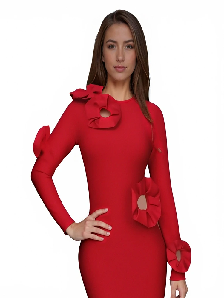 

Женское облегающее платье с длинными рукавами, 3D цветочным принтом и вырезами, сексуальное, на бретелях, для фестивалей, праздников, дней рождения и вечеринок