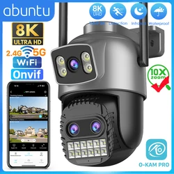ABUNTU 15MP 8K 10X Zoom IP Camera Dual Lens Dual Screens 5G Wifi Surveillance Camera Outdoor Street Security Christmas Gift