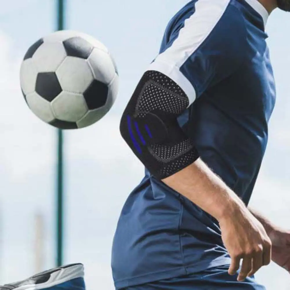 سلامة يلتف الكوع حماة رياضة رياضة ماراثون الكوع حامي الكوع سيليكون دعم الرياضة معصمه وسادة الذراع كم الحرس #4