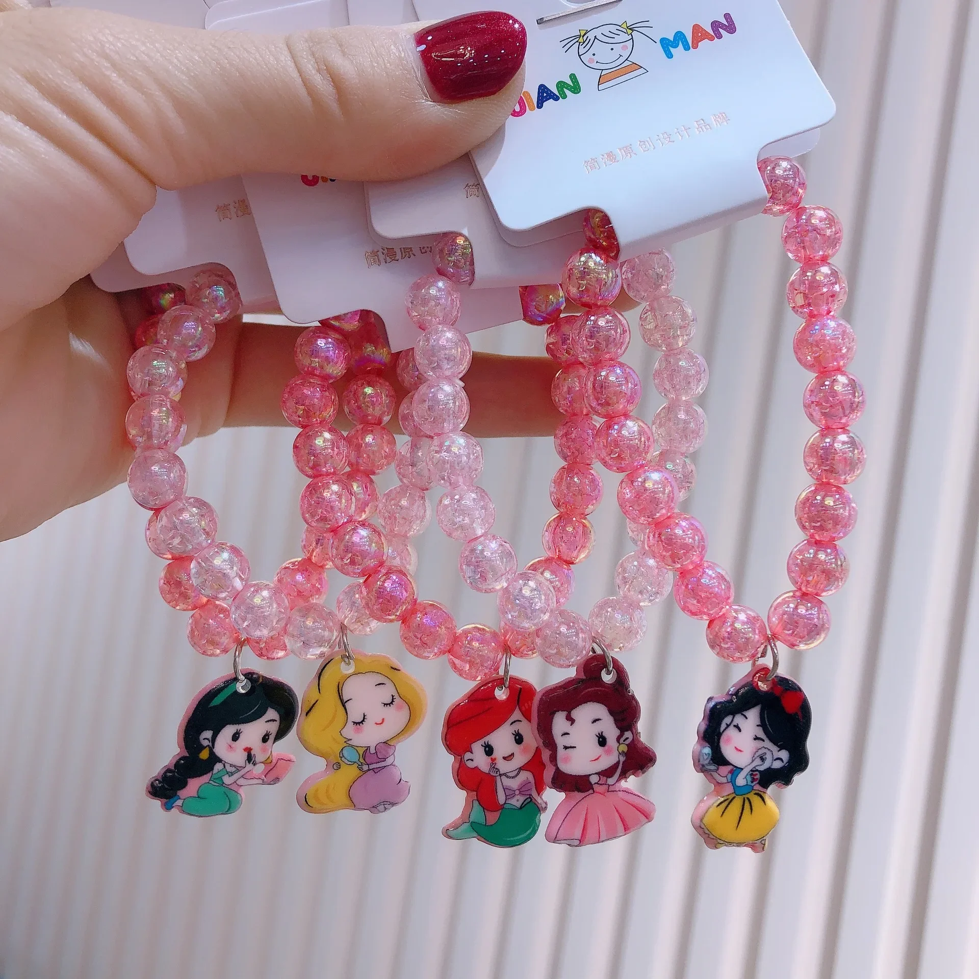 Disney Kid Bracelet Cartoon Princess Elsa Bracelet Jewelry Girl Student Cute Cartoon Crystal Beaded Bracelet Birthday Gifts Toys