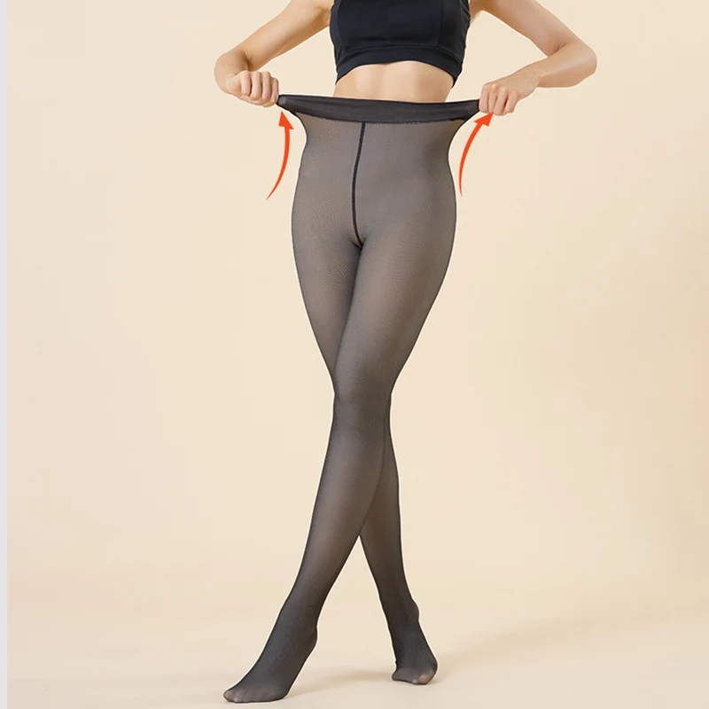 

Autumn Winter Translucent Fleece Leggings Women High Waist Tights Thermal Pants Woman Sexy Warm Thick Velvet Stockings Ladies