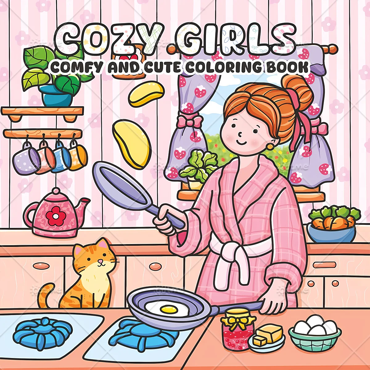 COZY GIRLS Bold-easy Patterns Coloring Book for Adults Cute Drawing Book Perfect Gift for Party and Birthday ﻿