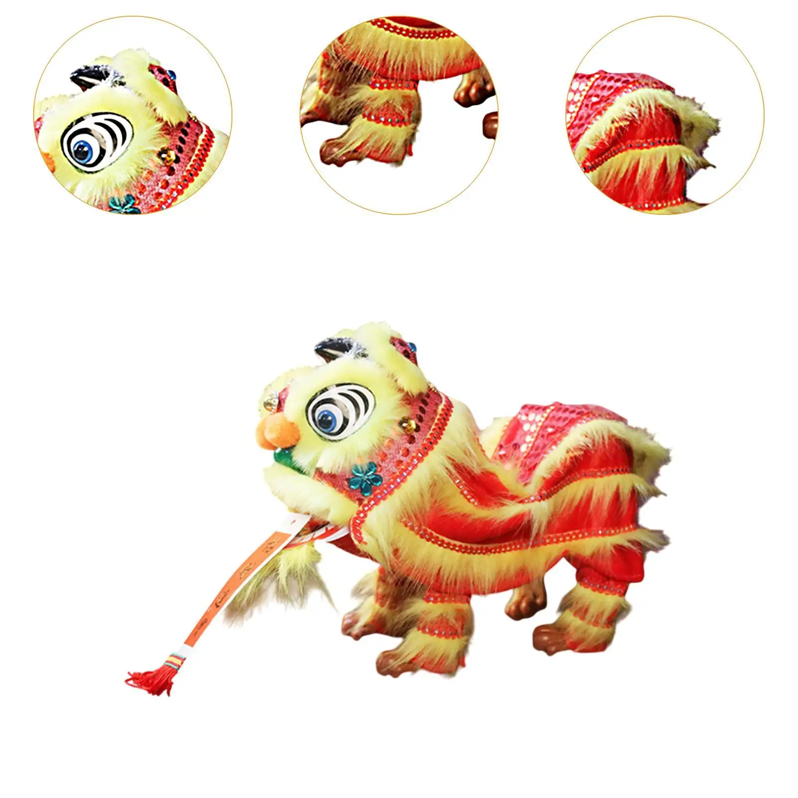 Fantoche de mão com cordas e haste decoração de ano novo chinês estatueta asiática fantoche chinês marionete leão brinquedo para festas