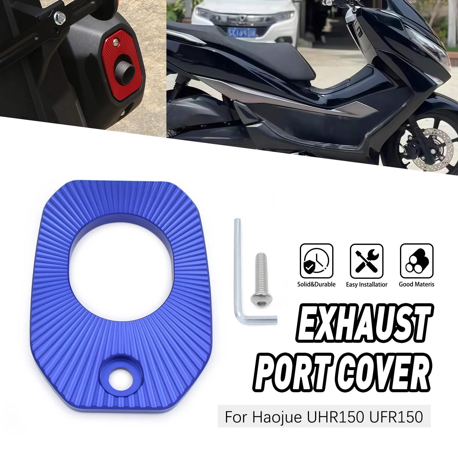 

Replacement Durable Motorcycle Accessories For HAOJUE UHR 125 UHR150 CNC Aluminum Exhaust Nozzle Decorative Cover
