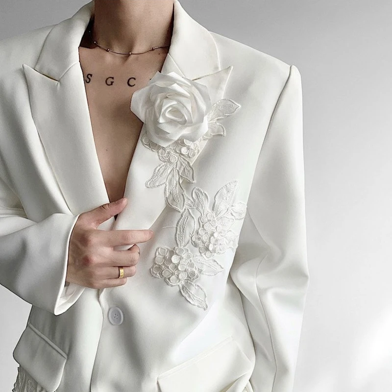 LUZHEN 2025 جديد فاخر أنيق مزاجه ثلاثي الأبعاد المرقعة السترة معطف الرجال موضة وسيم ملابس كاجوال JY4403 #4