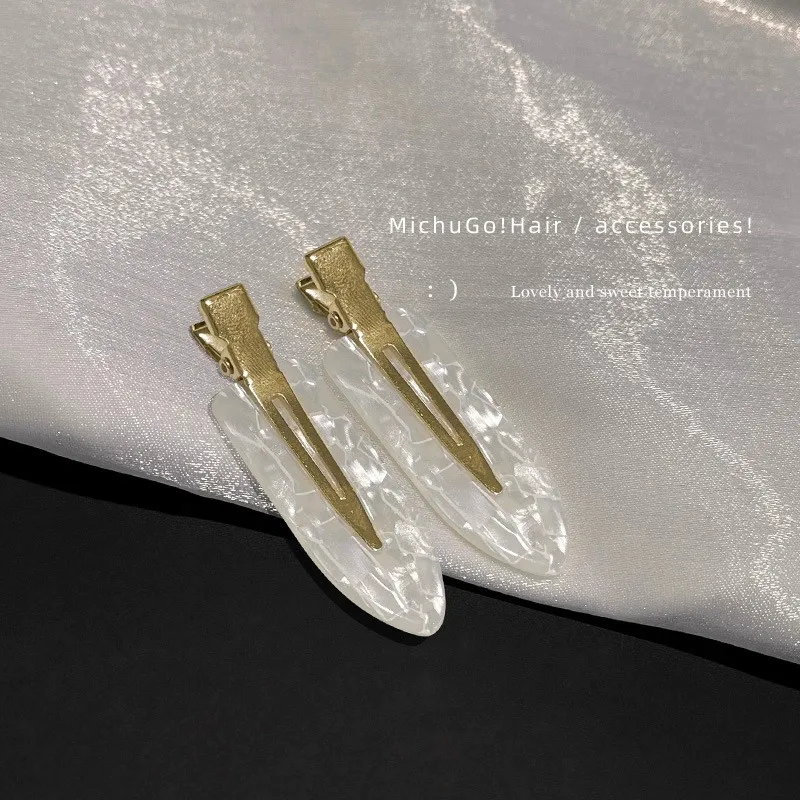 2 Stück Einfache Sakura-Rosa Nahtlose Haarspangen für Frauen, Acetat-Haarklammern ohne Biegung, Entenschnabel-Clips, Haarstyling-Werkzeug – Detail 3