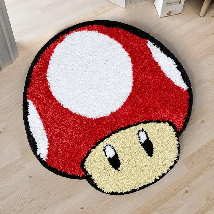 Cartoon Marioed Toadette Tufted Rug Game Super Bros Fluffy Plush Carpet Soft Thick Absorbent Bedroom Game Room Floor Mat Decor