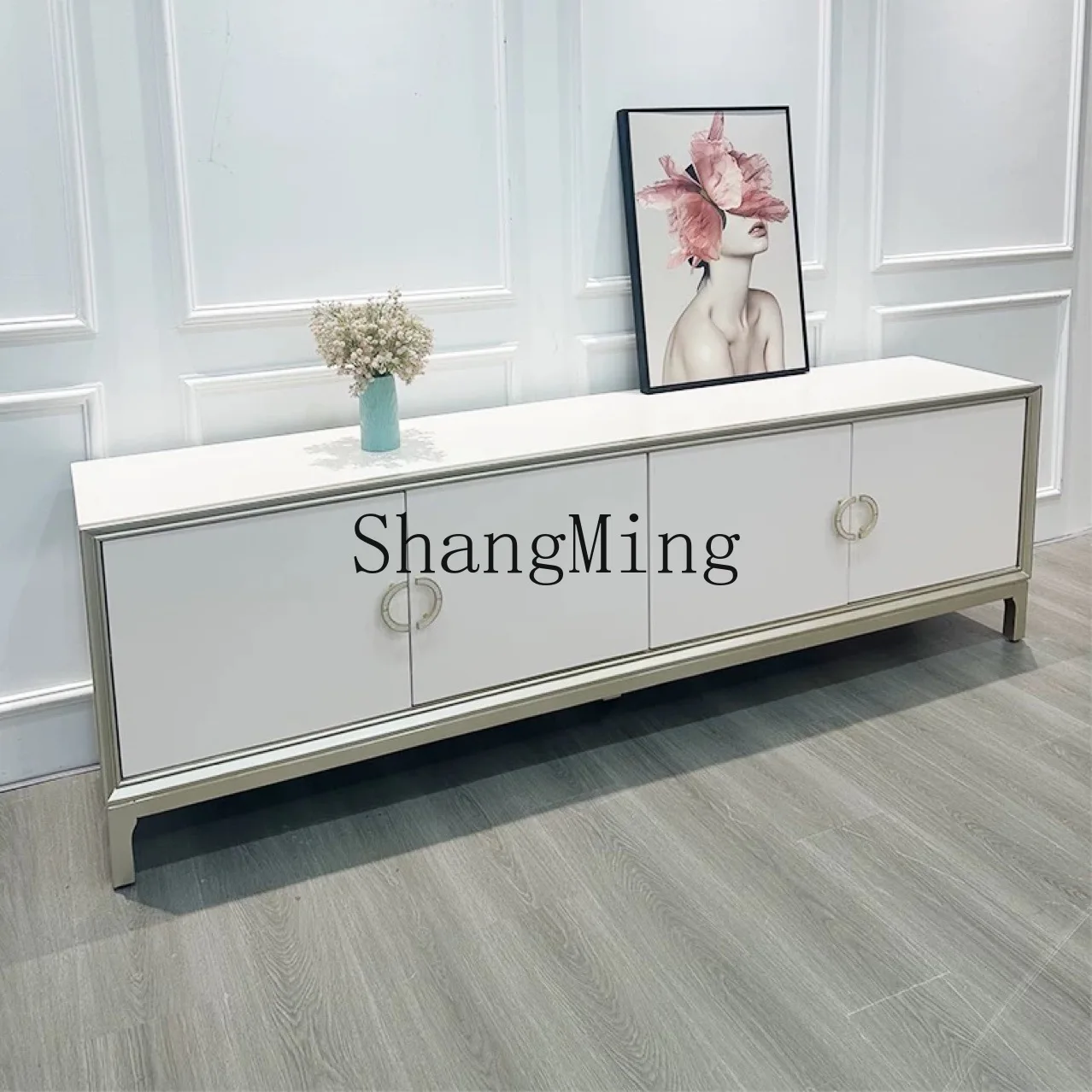 CL Light Luxury Solid Wood TV Cabinet Living Room TV and Movie  Postmodern Minimalist Home Small Apartment Floor Cabinet