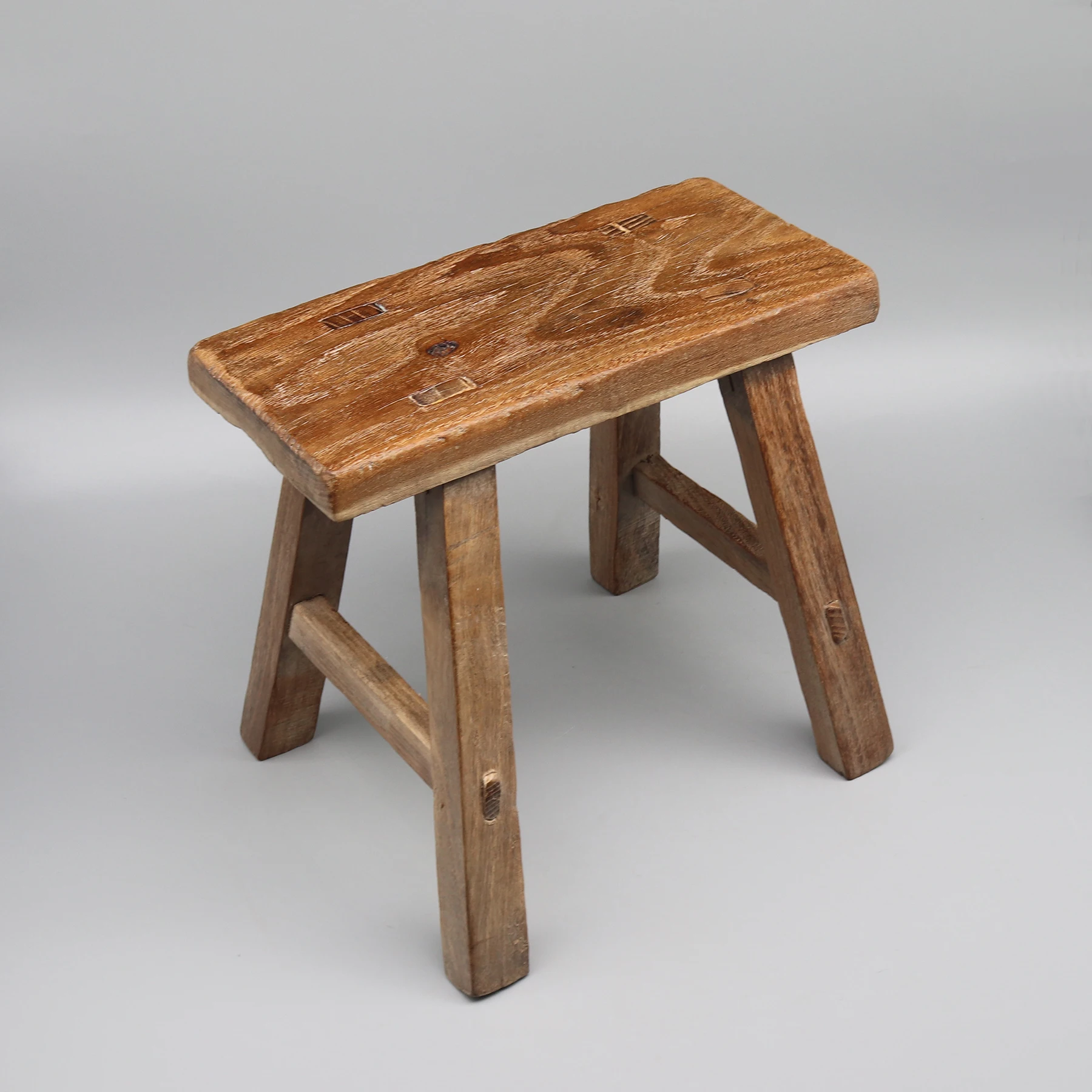 

Old Wooden Stool, Solid Wood, Naturally Weathered, Bathroom Bench
