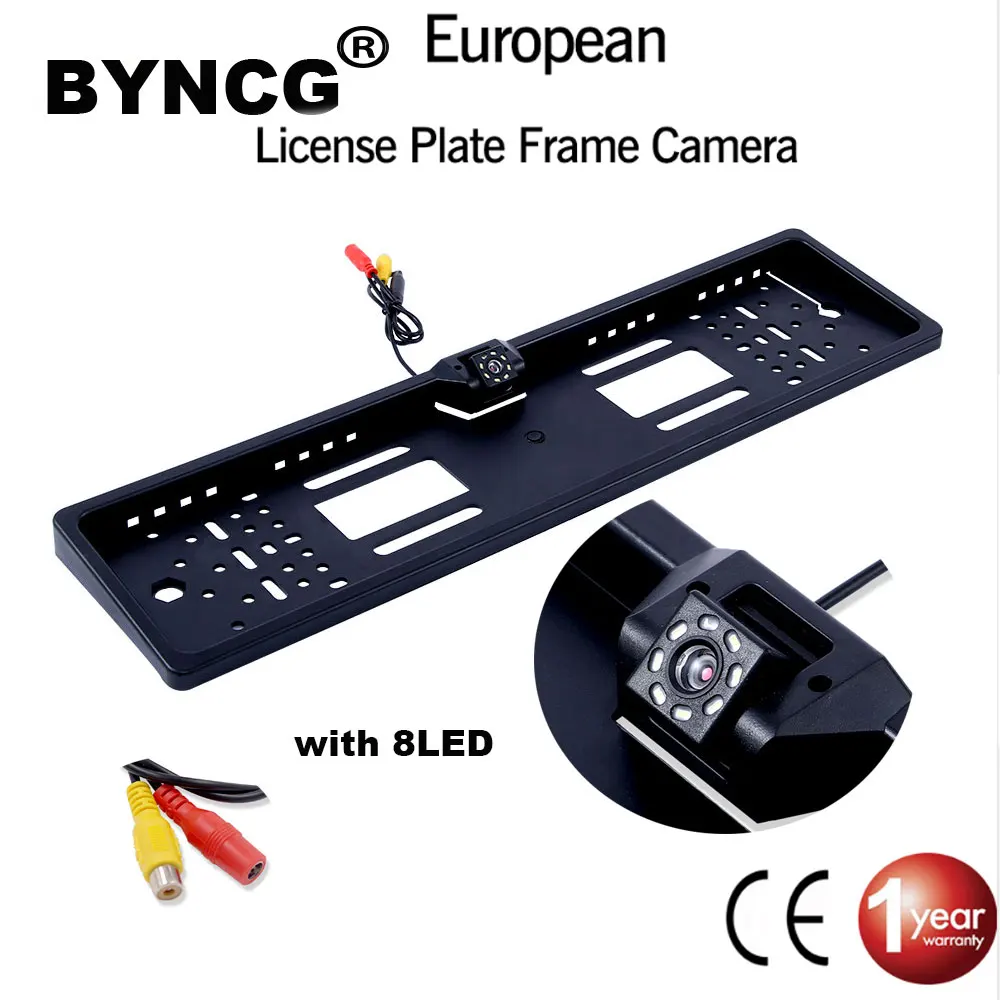 Auto-achteruitrijcamera EU Europees kentekenplaatframe Waterdicht nachtzicht Reverse Backup 4 of 8 LED-licht