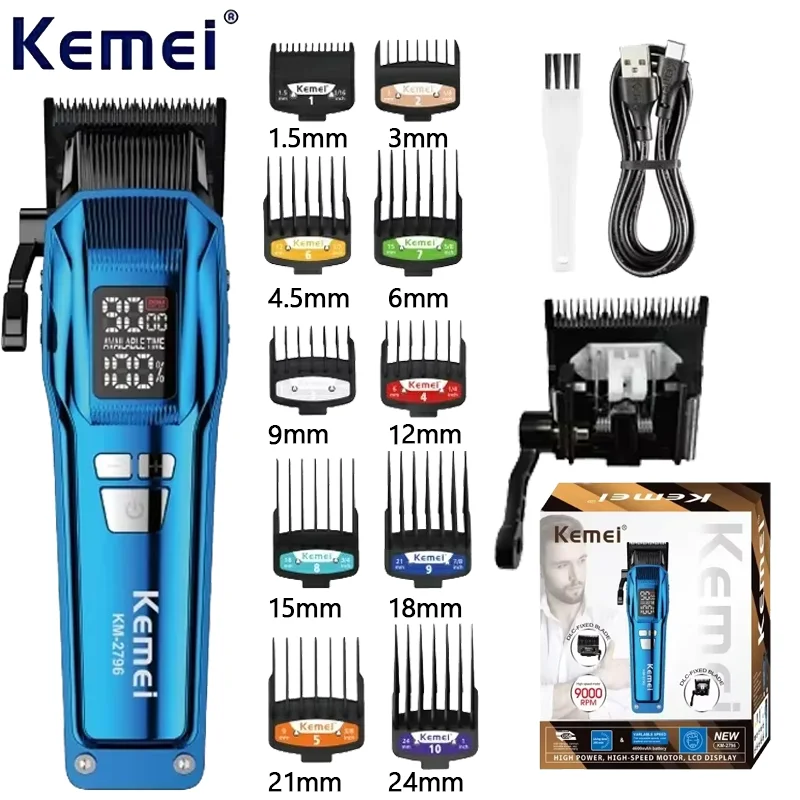 

Kemei KM-2796 Hair Trimmers Clippers Professional Cordless 4600mah Lasting Rechargeable Hair Trimmers Clippers Hair Clippers Men