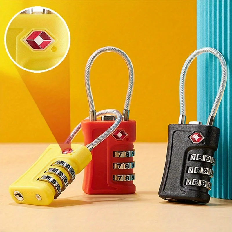 1Pc TSA Approved Luggage Travel Lock Filing Cabinets Toolbox Case ABS Steel Cable Gym Locker padlock smart lock lock box