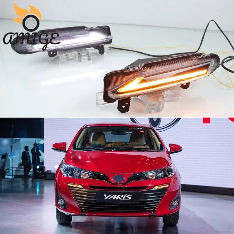 

Car Accessory Headlights For Toyota Yaris 2017 2018 2019 LED Daylights Turn Signal DRL Car LED Daytime Running Light