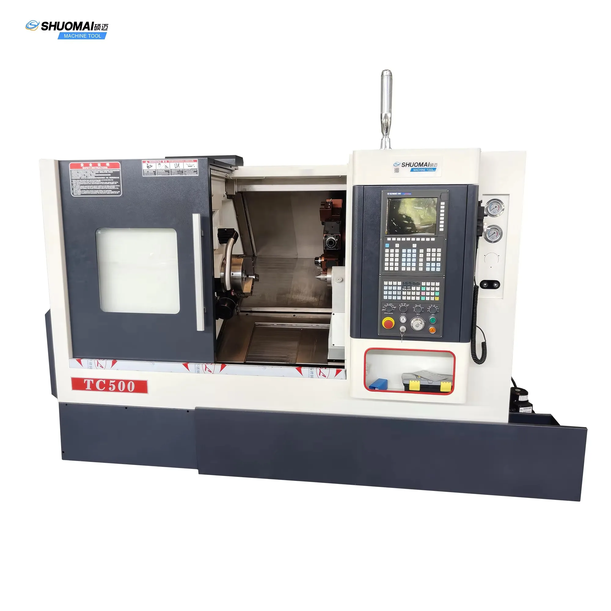 TC500 TCK50A TCK56A High Precision 45 Degree Slant Bed CNC Turning Milg Lathe With GSK 988TA And Power Tools Turret