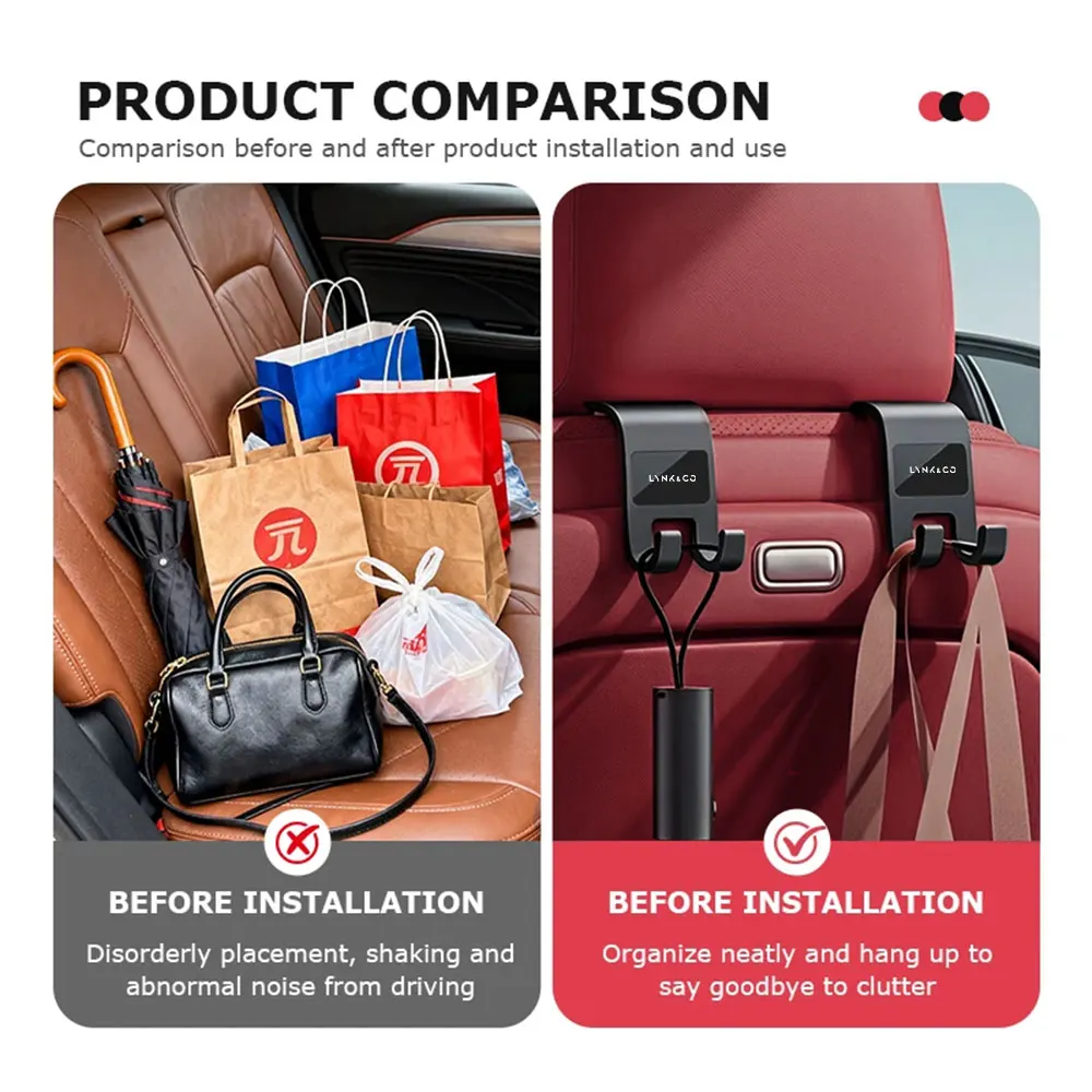 Car Seat Headrest Hook For LYNK&CO Z10 Z20 900 01 02 03 05 07 09 EMP Seat Back Double Hooks Hanger Storage Vehicle Accessories