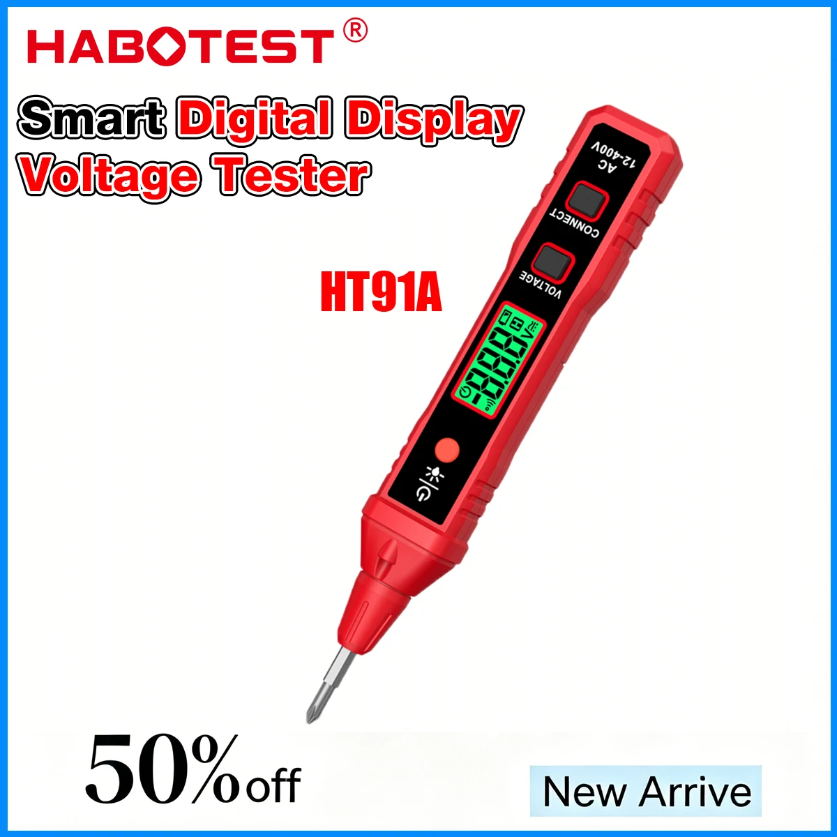 2026 HABOTEST HT91A Smart Digital Voltage Tester Smart Neutral Live Wire Identify Break Detection Non-Contact Voltage Tester