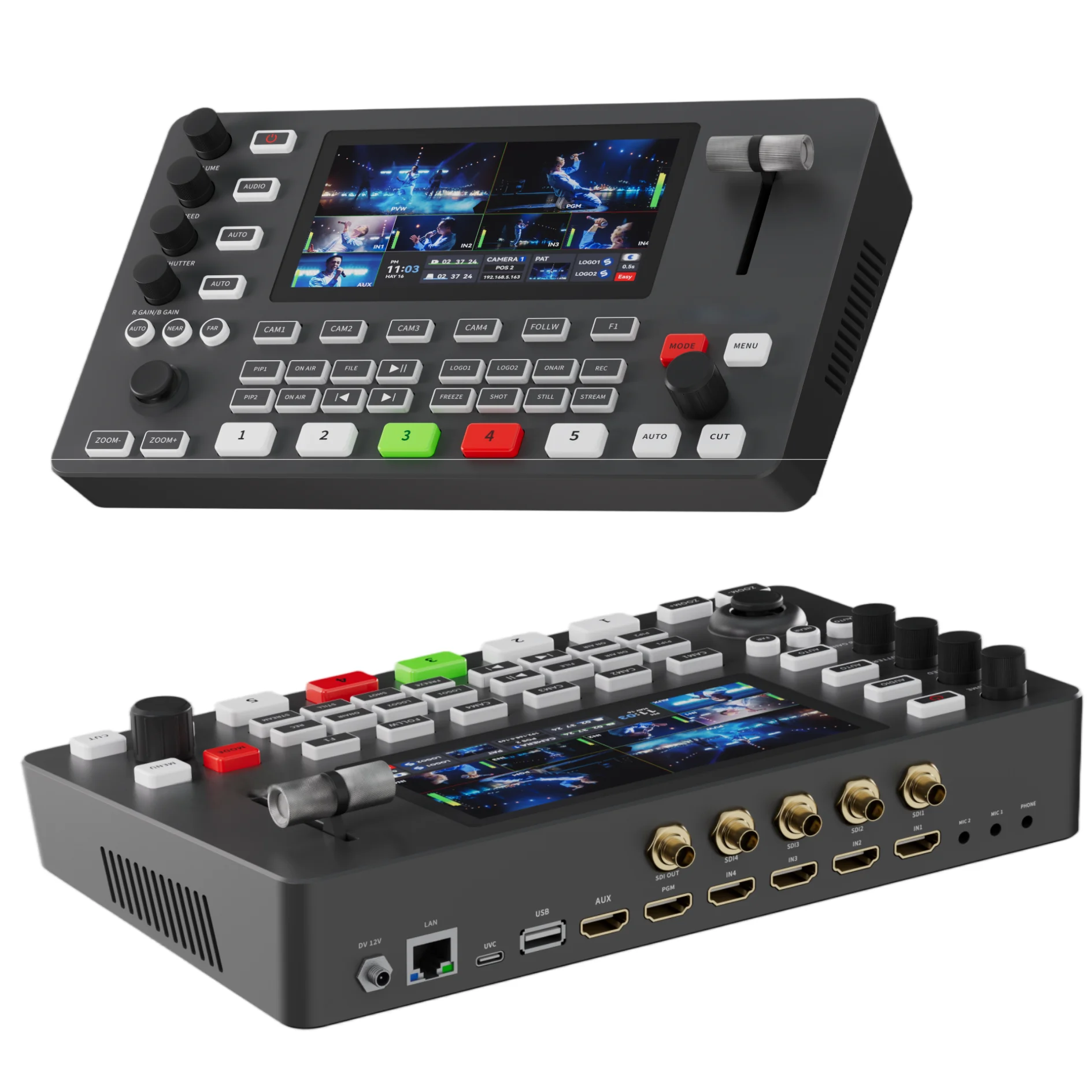 20X 4K60fps NDI PTZ Live Streaming Camera Kit with Video Switcher+Joystick Controller+PoE Switch for Church, Studio, Conference view 4