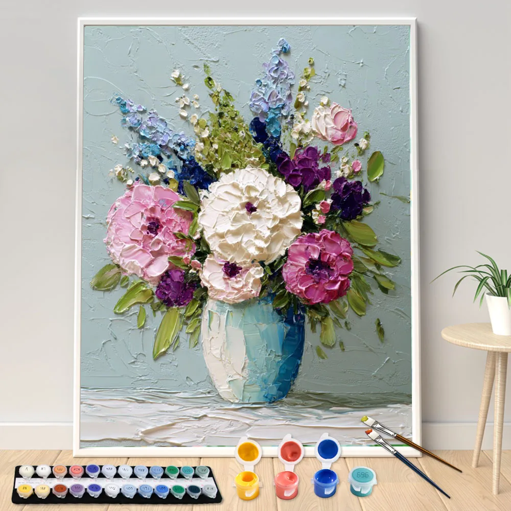 Digitales Acrylmalset DIY Ein frischer Blumenstrauß Kunstleinwand Handgemalte Heimdekoration Personalisiertes Überraschungsgeschenk