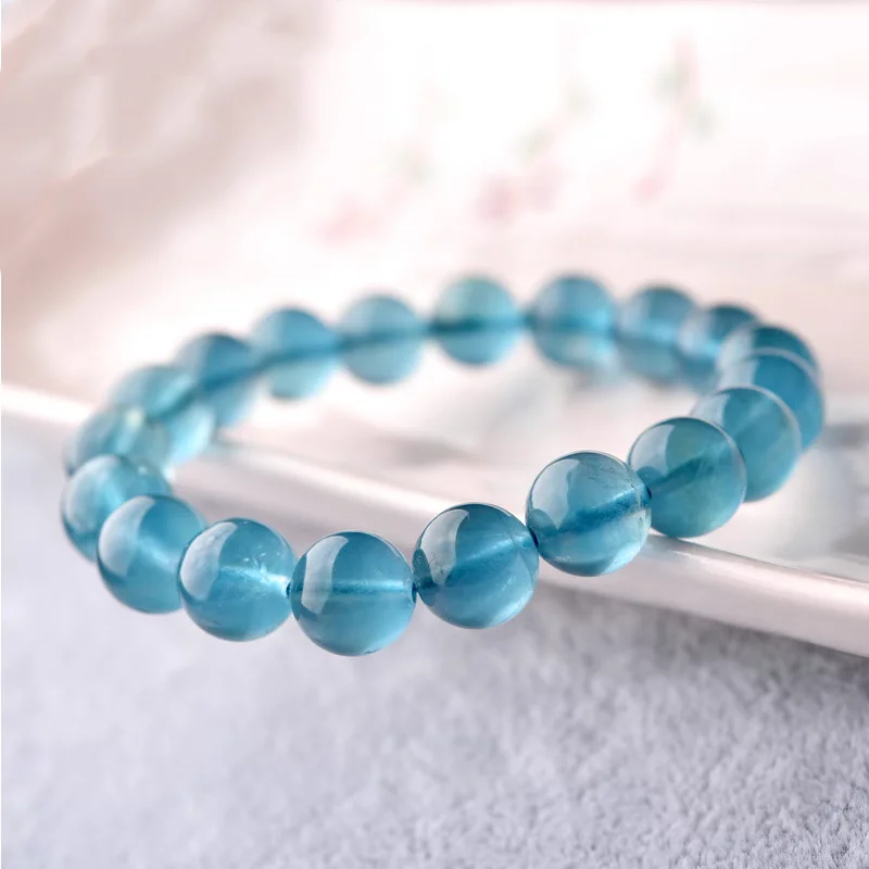 

Natural Blue Fluorite Quartz Gemstone Bracelet 9mm Clear Round Beads Blue Fluorite Women Men Love Gift AAAAA