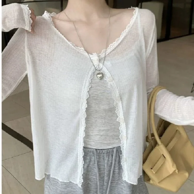 

Tencel Sunscreen Knitted Cardigan Women's Ice Silk Hoodie Strap Top New Summer Shawl Air Conditioning Shirt