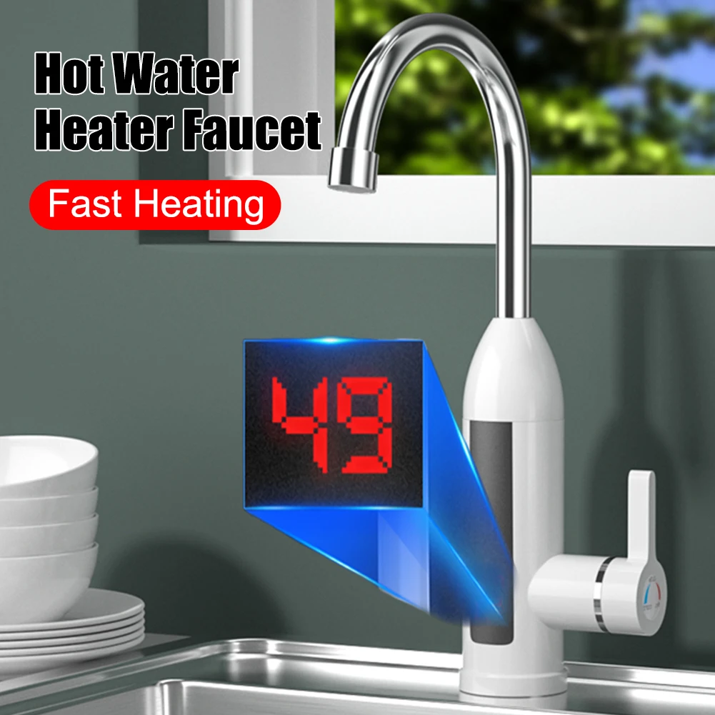 

3000W Electric Hot Water Heater Faucet 220V Fast Heating Kitchen Tap Water Faucet with LED Digital Display for Kitchen Bathroom