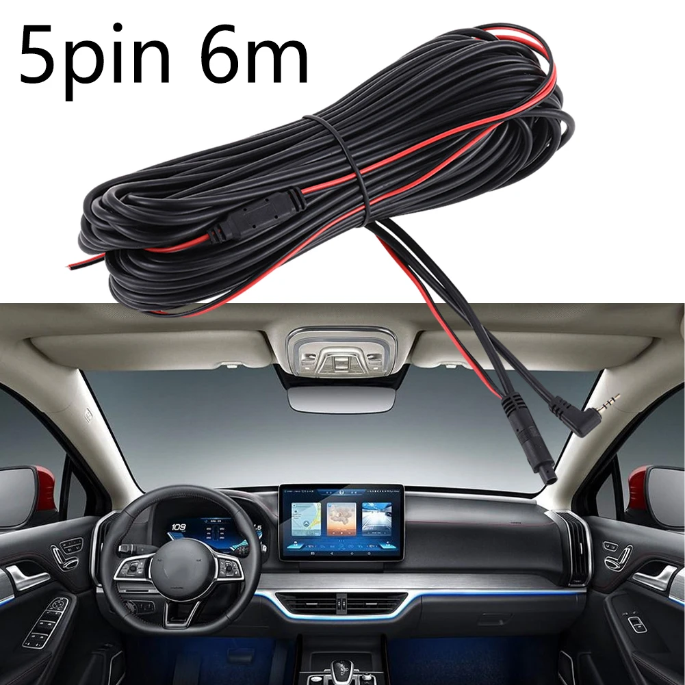Convenient 6m Car DVR Backup Rear View Camera Extension Cable with Excellent Temperature Resistance for 12V Vehicles