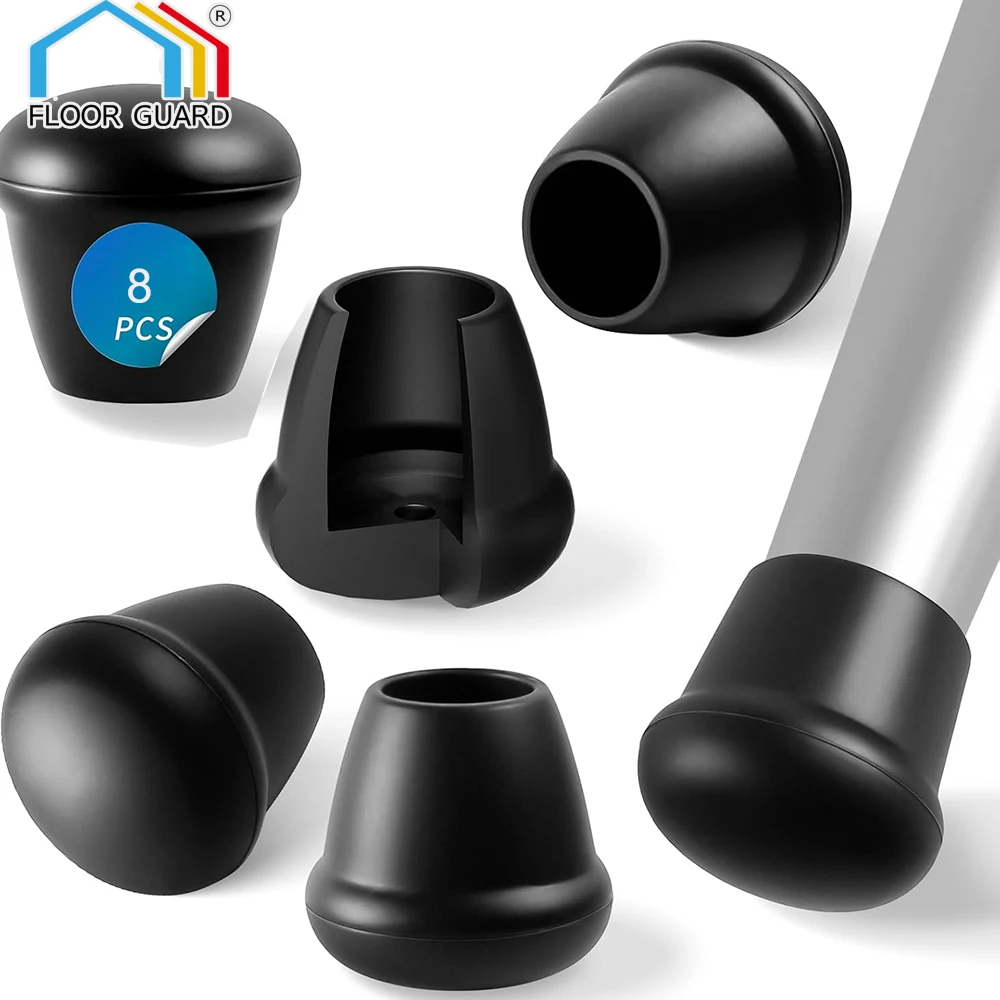 

0.75 Inch Black Chair Leg Floor Protectors Bottom Rubber Furniture Leg Caps Cup Cover to Protect Hardwood Floor from Round