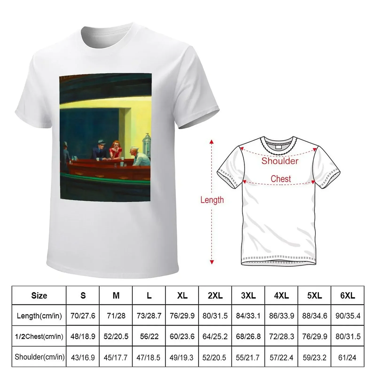 Edward Hopper Nighthawks (1942). Vintage Exhibition Poster T-shirt Short sleeve tee heavy weight t shirts for men